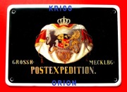 Szyld Emaliowany - Poczta Królewska Mecklemburgii - Blaszany 14x10cm