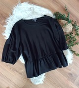 Primark 42XL czarna elegancka prosta basicowa bluzka z rękawem z baskinka