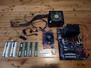 Komputer pc bez obudowy, płyta procesor pamięć grafika zasilacz chłodzenie