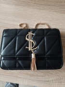 Torebka pikowana czarna listonoszka