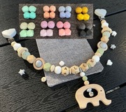 łańcuszek do wózka, wieszak do wózka, zawieszka do wózka, kolor musztardowy