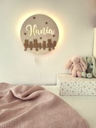 Lampka okrągła z imieniem dziecka - na baterie - kotki