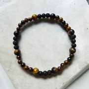 Bransoletka Handmade - Tygrysie oko, Lawa wulkaniczna 