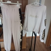 Dres beżowy z  cekinami Luxury Icon Genialny model! 95% bawelna