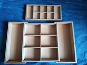 Drewniany rozkładany organizer pojemnik kasetka na biżuterię 