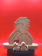 Drewniana figurka rodzinna „Lwy” – ręczna robota