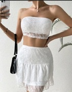 Komplet letni biały koronkowy