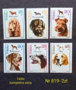 Znaczki fauna:819: psy, zwierzęta- Polska 1989r **