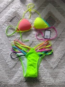 Strój kąpielowy dwuczęściowy bikini neonowy wielokolorowy rozm. M/L