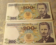 200 złotych 2 banknoty z czasów PRL-U 