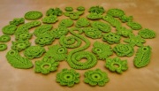 42 szt, aplikacje, kwiaty, liście, haft szydełkowy irlandzki, 2D, 3D