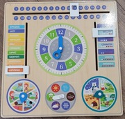 AdamToys Drewniany edukacyjny kalendarz po polsku Tablica manipulacyjna