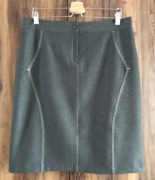 Elegancka szara spódnica do kolan z przeszyciami, na podszewce, rozm. 46
