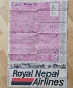 Zabytkowa mapa turystyczna doliny Katmandu 1985-86