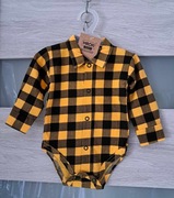 Bodokoszula kratka Body Mrofi 62 cm musztardowo czarna