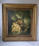 Antyk antyczny wielki obraz w bogatej ramie Francois Boucher Przerywany Sen