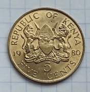 #792 Kenia 5 centów 1980 UNC