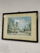 Stary obraz akwarela miasto niemieckie 2 