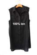 Lniana sukienka na lato sukienka koszulowa vintage 100% len czarna 