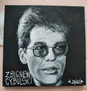 Obraz Cybulski Zbigniew Zięba portret twarz płótno podobrazie czarny