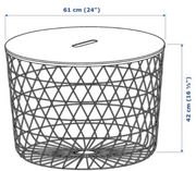 KVISTBRO Stolik z miejscem do przechowywania, biały, 61 cm nowy