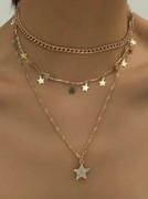 Celebrytka złota gwiazdki potrójna naszyjnik 
