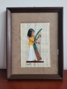 Obraz oryginalny papirus egipski Harfistka egipska rama 28 x 22 cm