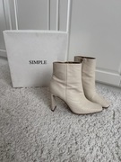 Botki Simple 37 eleganckie skórzane old money ecru kremowe