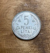 Moneta Litwa 5 Litów 1925