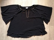 Czarna bluzka/narzutka boho z niby-ćwiekami, rozm.44