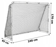 BRAMKA PIŁKARSKA METALOWA PRZENOŚNA TRENINGOWA DLA DZIECI DUŻA 240 x 170 cm