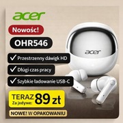 Słuchawki Bezprzewodowe Acer OHR546 TWS Bluetooth 5.4 |HD|USB-C|28H|NOWE
