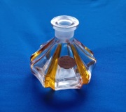 Kryształowy lazurowany flakon do perfum art deco, ok. połowy XX w.