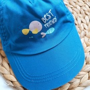 Czapka z daszkiem niebieska z rybami 86 92 bawelniana