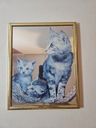 Obraz na lustrze motyw kotków 