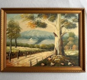 Pejzaż olej na tekturze. 