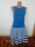 Sukienka w stylu marynarskim r. S/M Warta Lubawka niebieska paski