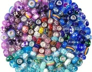 Charm do bransoletki modułowej charms koralik 2 sztuki fiolet niebieski