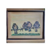 rysunek grafika obraz akwarela ramka ptaszki wróble