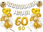 Zestaw dekoracji na 60 urodziny baner + imię jubilata balony