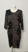 Piękna bardzo wygodna komfortowa sukienka midi w groszki r. 48 wiskoza 