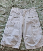 Bojówki damskie do kolan białe , dziewczęce spodenki XS/S