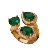 Pierscionek Miedź Regulowany EMERALD Cyrkonie