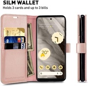 Etui portfelowe MONASAY do Google Pixel 7a 5G  różowe RFID+FOLIA EKRAN 