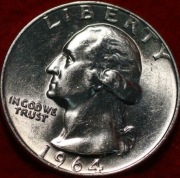 25 centów - SREBRO - Washington 1964 - Quarter Dollar - menniczy 