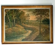 Wyprzedaż ! Pejzaż z rzeką - Olej na płótnie 