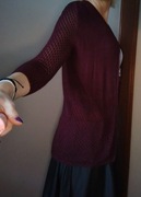 Kardigan bordowy pół ażurowy 36