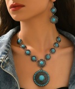 Komplet biżuterii turkus naszyjnik kolczyki + pudełko KPL53