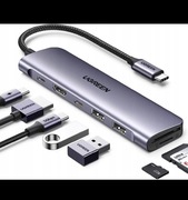 Ugreen CM195 Adapter Hub USB-C 7w1HDMI 4K 3x USB Czytnik Kart PD 100W