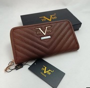 Versace 1969 Italia Portfel Damski Brązowy Quilted Z Zamek Nowy 20x11,5 cm